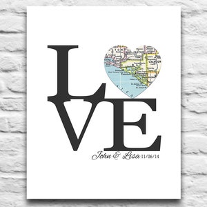 Custom Love Heart Map art DIGITAL DOWNLOAD for you 2 Print, Wedding Engagement gift, Your City and State, Personalized gift,diy, 8x10 11x14