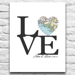 Benutzerdefinierte Liebe Herz Karte Kunst DIGITAL DOWNLOAD für euch 2 Grafik, Geschenk Hochzeit Engagement, Ihre Stadt und Staat, personalisierte Geschenk, diy, 8 x 10-11 x 14
