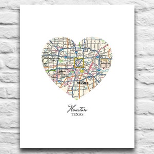 Houston Texas Vintage Heart Map DIGITAL DOWNLOAD for you 2 Print, Houston Texans Astros, diy printable, wedding gift, wall decor, 8x10 11x14