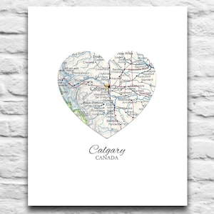 Calgary Canada flammes Vintage coeur Carte téléchargement numérique pour vous 2 imprimer affiche État maison de ville ville voyage bricolage cadeau imprimable, 8 x 10 11x14