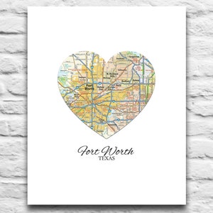 Fort Ft Worth Texas Vintage Karte Art Instant DIGITAL DOWNLOAD Printable, Umzug, Geschenk, Hochzeitsgeschenk, Verlobung, Stadt, Geschenk, Plakat, diy