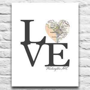 Washington DC Vintage kaart Art DIGITAL DOWNLOAD printbare, Washington, city, geschenk, poster, diy