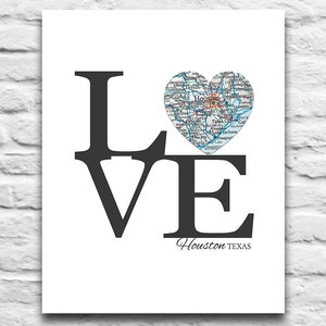 Houston Texas Liebe Karte Druck Vintage Herz Karte DIGITAL DOWNLOAD für Sie 2 Druck Hochzeit Verlobung diy druckbare Jubiläumsgeschenk, 8 x 10-11 x 14