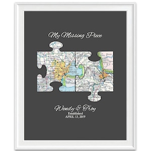 Ma pièce manquante - impression d'ART pour couple, cartes vintage de mariage personnalisées et personnalisées, cadeau d'anniversaire de fiançailles de mariage pour la Saint-Valentin