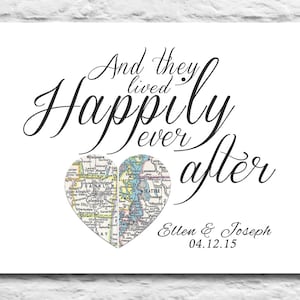 Glücklich Ever After Custom Hochzeit paar Split Herz Karte PRINTABLE für Sie zum Druck Hochzeit Verlobungsgeschenk für paar diy 8 x 10 11x14