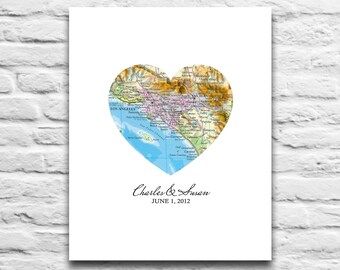 Custom Wedding Couple Map art DIGITAL DOWNLOAD for you 2 Print,Wedding Engagement gift,Heart Map,Personalized,Gift for Couple,diy,8x10 11x14