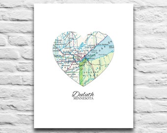 Duluth Minnesota Vintage Map Art Instant DIGITAL DOWNLOAD Printable, moving gift, wedding gift, engagement, city, gift, poster,diy