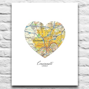 Cincinnati Ohio Vintage Map Art DIGITAL DOWNLOAD PRINTABLE, wall decor art city gift for her couples poster,diy 8x10 11x14