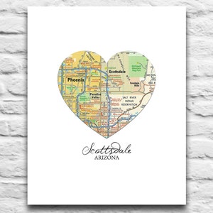 Scottsdale Arizona Herz Karte DIGITAL DOWNLOAD für Sie Reisen 2 Print Stadt Stadt Heimatstaat diy ASU Arizona State bedruckbar, 8 x 10 11x14