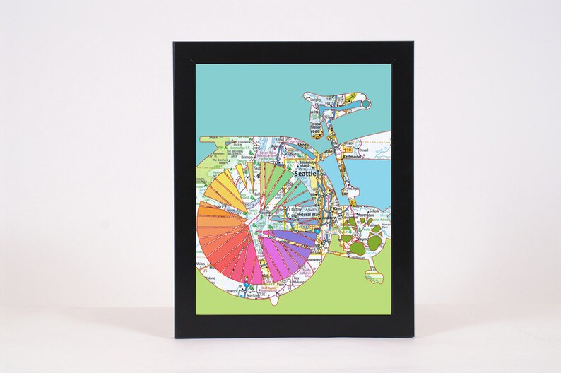 Seattle Washington Vintage Bicycle Map DIGITAL DOWNLOAD for Etsy