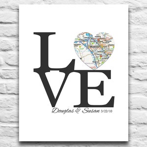 Custom Love Heart Map art DIGITAL DOWNLOAD for you 2 Print, Wedding Engagement Valentines Day gift, Your City, Personalized, 8x10 11x14