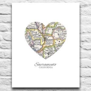 Sacramento Kalifornien Herz Karte DIGITAL DOWNLOAD für Sie 2 Druck Vintage-Plakat-Wand-Dekor-Druck, diy druckbare, Geschenk, 8 x 10 11x14
