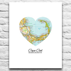 Cape Cod Massachusetts Vintage Herz Karte DIGITAL DOWNLOAD 2 Druck-Plakat Stadtstaat Stadt nach Hause reisen für Sie diy druckbares Geschenk, 8 x 10 11x14