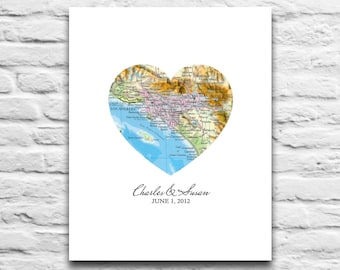 Custom Wedding Couple Map art DIGITAL DOWNLOAD for you 2 Print,Wedding Engagement gift,Heart Map,Personalized,Gift for Couple,diy,8x10 11x14