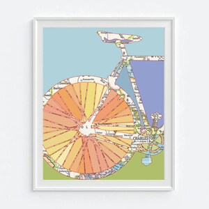 Charleston en Caroline du Sud vélo Vintage carte ART PRINT, vélo vélo VTT vélo art, pour couple son cadeau, cadeau de mariage, toutes les tailles