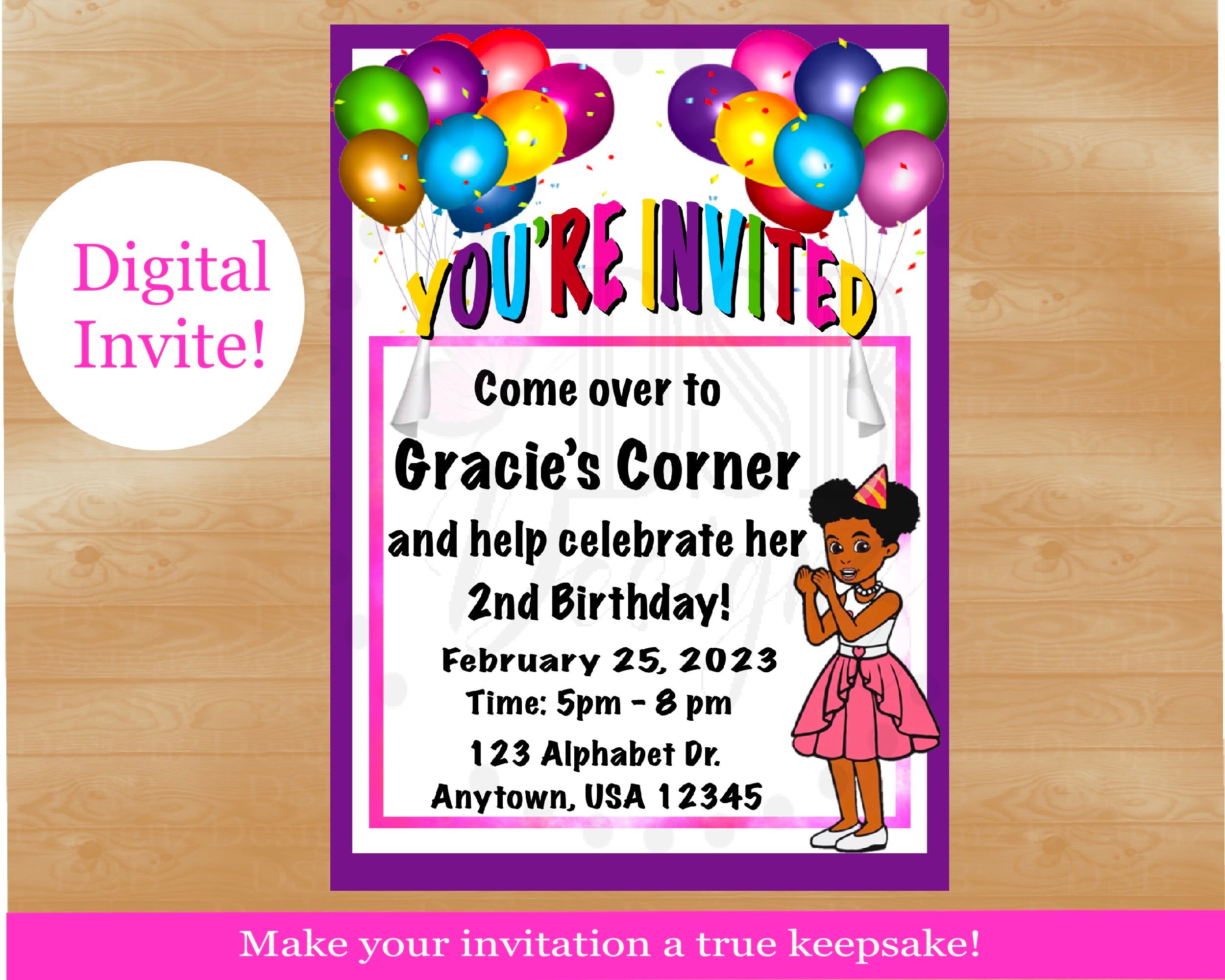 Gracie's Corner Birthday Invitation, Birthday Invitation, Birthday