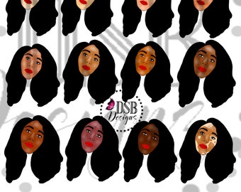 Black Woman Clip art, Black Lady PNG, Black Lady Clip art, African American Clipart, Black Woman PNG, Ethnic Clipart, Vitiligo Clipart