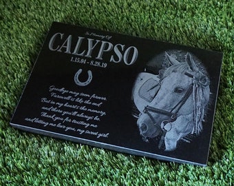 Monumento conmemorativo de granito para caballos, monumento conmemorativo personalizado para mascotas, marcador grabado con láser para mascotas, lápida para caballos, lápida para mascotas