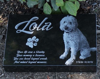 Memorial para perros personalizado ~ Marcador de granito para mascotas ~ Marcador de mascotas grabado con láser ~ Marcador de césped plano ~ Lápida para perro