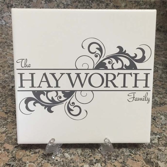 Kitchen Trivet Laser Engraved Ceramic With Vinyl Feet Tile Monogrammed