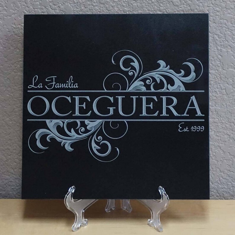 Download Monogram Family Name Plaque Est. Date Engraved Black | Etsy