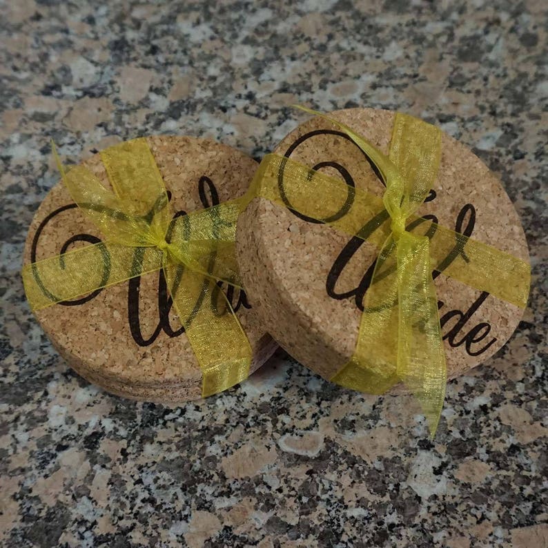 Initial Coasters Initial with Last Name Cork Coaster Set Etsy