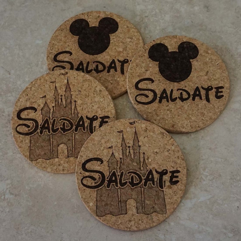 Disney Name Cork Coaster Set Mickey Mouse Ears Disney Etsy