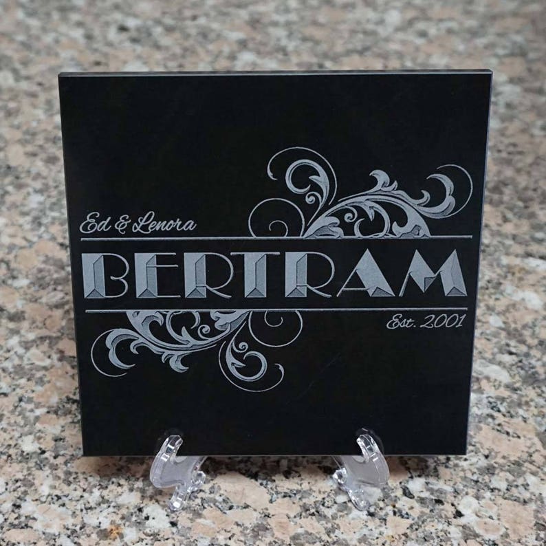 Download Monogram Family Name Plaque Est. Date Engraved Black | Etsy