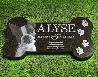 Memorial de hueso de perro de granito para mascotas ~ Memorial de hueso de perro de granito ~ Hueso de perro de granito grabado con láser
