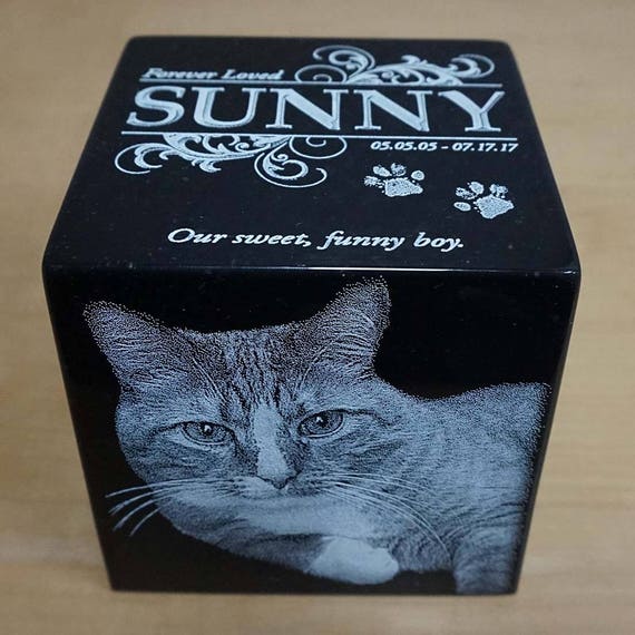 Cat Urn: 15 lbs. Black Granite Pet Cremation Urn Small | Etsy