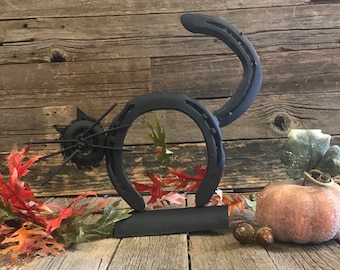 Black cat made from reclaimed metal