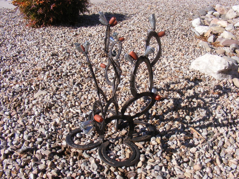 Horseshoe Prickly Pear Cactus Made From Reclaimed Horse Shoes Etsy