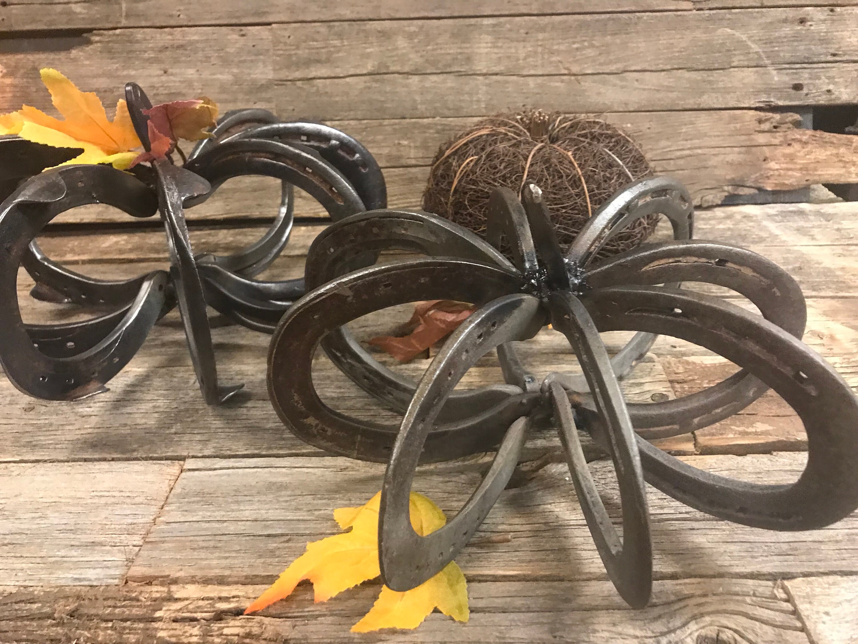 Rustic Horseshoe Pumpkin Large Made From Reclaimed Horse Etsy