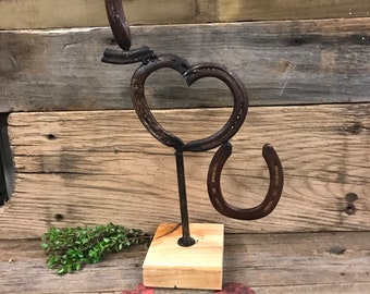 Rustic "I HEART YOU" sculpture/sign made from reclaimed materials
