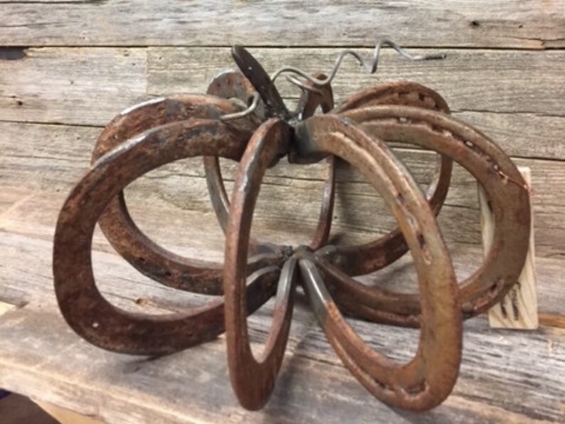 Rustic Horseshoe Pumpkin Large Made From Reclaimed Horse Etsy UK