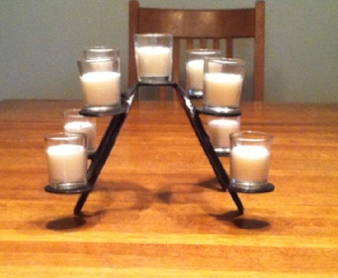 Candle Holder / Centerpiece Made From Reclaimed Metal Horseshoe Horse