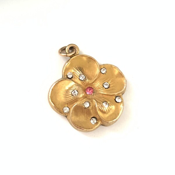 Antique Art Deco Gold Filled Flower Shaped Locket Necklace,  Vintage Photo Locket Keepsake Jewelry, Gift for Her, For Get Me Not Locket
