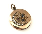 Gorgeous Antique Victorian Crescent Moon and Flower Locket