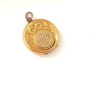 Vintage Gold Filled Floral Archway Locket with Monogrammed, Antique Edwardian Initial Monogram Locket, Sentimental Keepsake Pendant