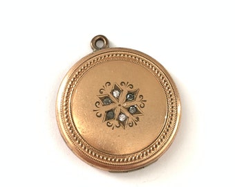 Vintage Gold Filled Star Paste Locket, Antique Locket, Keepsake photo locket, Starburst Antique Victorian Locket