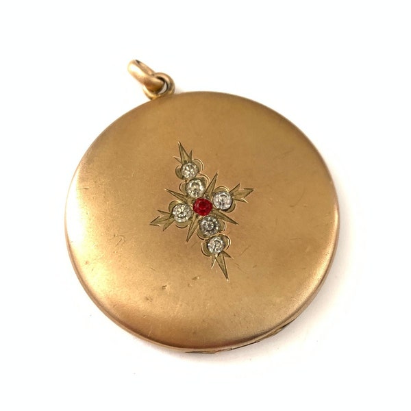 Vintage Divine North Star Locket, Victorian Antique Gold Filled Star Locket, Round Locket Pendant, Heirloom Jewelry