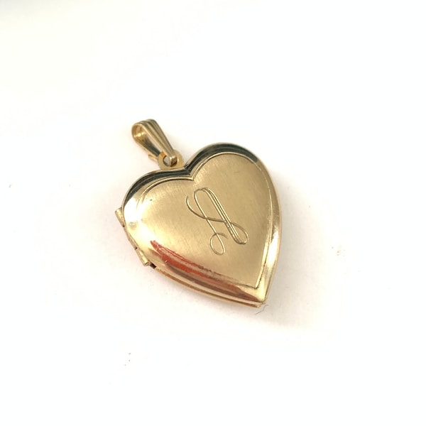 Vintage Gold Filled Heart Locket Monogrammed Initial Letter A , Antique Art Deco Initial Locket, Keepsake Locket