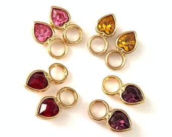 Vintage Hoop Charms, Earring Charms, Heart Charms with Loop, Earring Enhancer