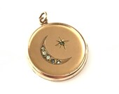 Vintage Antique S. B.L. Co. Crescent Moon and Star Locket Vintage Moon Star Locket