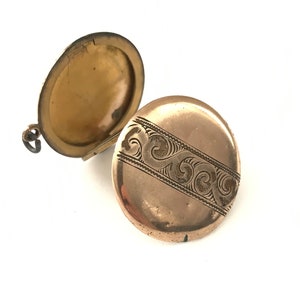 Antique Victorian Gold Filled FOUR photo locket, Gold Filled Etched folding Locket Necklace