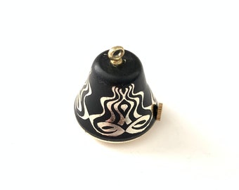 Vintage Black Art Deco Enamel Watch Fob Pendant - AS IS