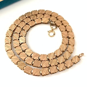Antique Victorian  17.5&quot; Gold Filled Book Chain Necklace, Vintage Victorian Double Sided Link Chain, Decorative Gold Filled Chain
