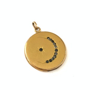 Vintage Antique Crescent Moon and Star Locket // Vintage Gold Filled Locket with Moon // Victorian Moon Pendant