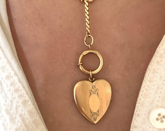 Vintage Gold Filled Antique Art Deco Heart Locket, Antique Large Gold Filled Heart Not Engraved, Gift for Her
