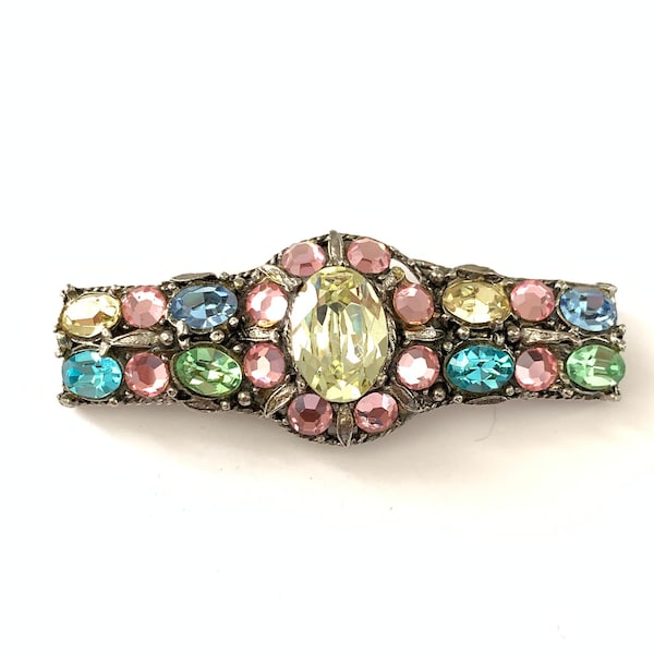 Vintage Signed Thelma Deutsch Jeweled Rhinestone Pin Brooch